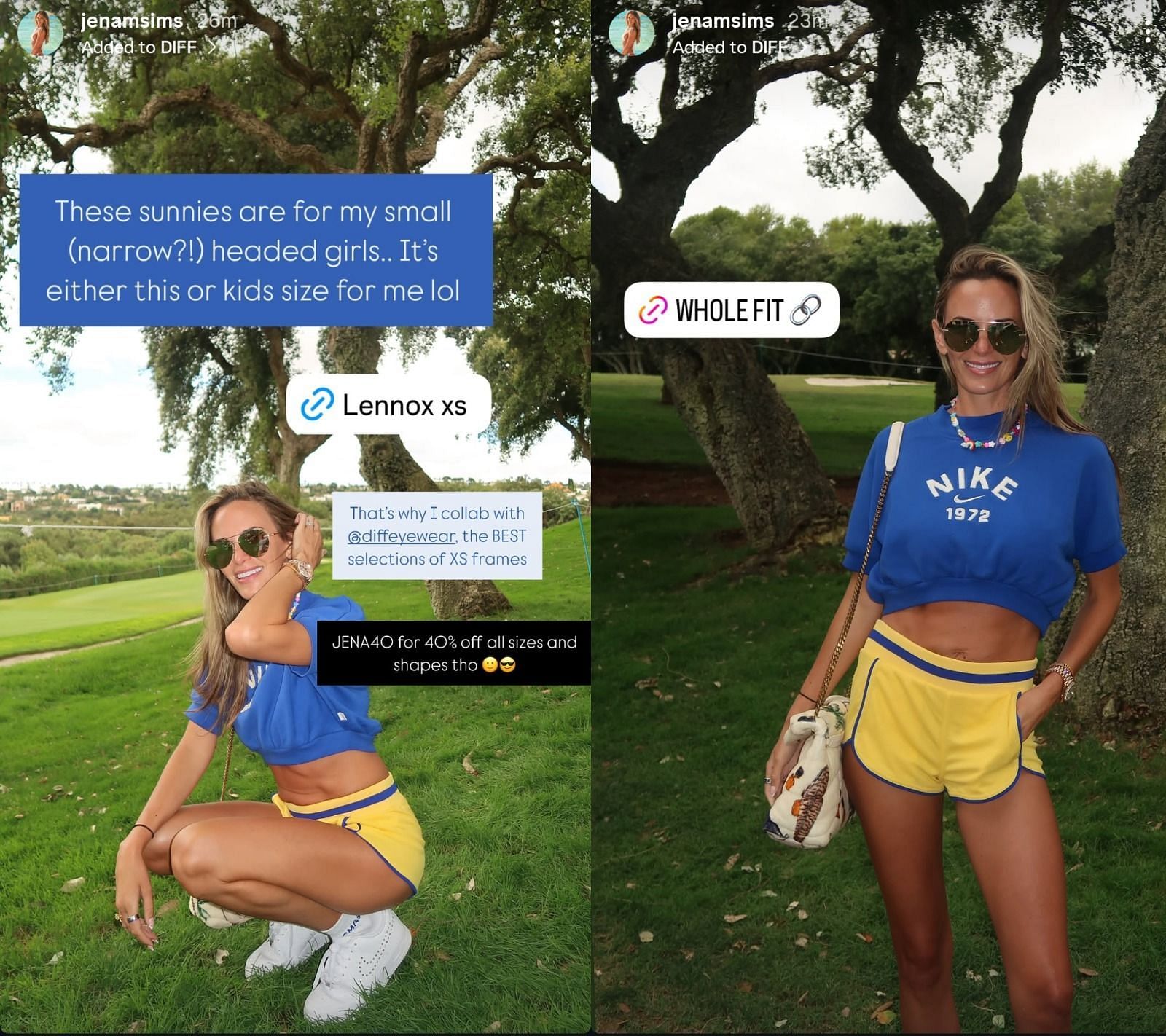 Screenshots of Jena Sims' Instagram stories - Source - @jenamsims on Instagram